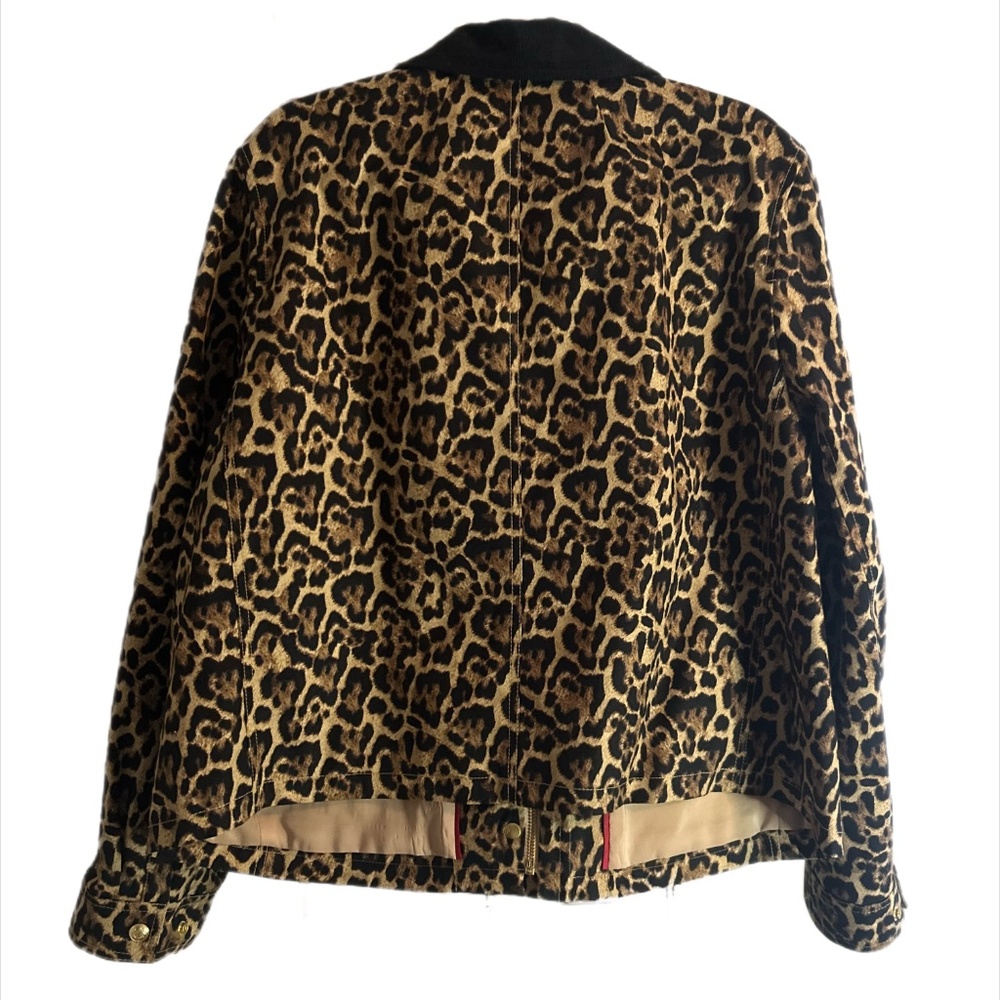 J.Crew Short Barn Jacket in Leopard Cotton Canvas Size XL - Picture 3 of 8